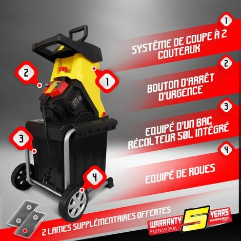 GARDEOPRO Broyeur De Végétaux électrique 2500W - Gardeo 4 GARDEOPRO Broyeur De Végétaux électrique 2500W - Gardeo – Image 2