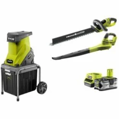 Pack RYOBI Broyeur De Végétaux 2500W RSH2545B - Taille-haies 18V OnePlus OHT1855R - Souffleur 18V OnePlus RBL1820S40F - 1 Batterie 4.0Ah 1 Chargeur