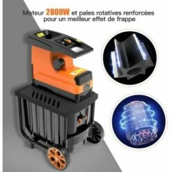 TACKLIFE Broyeur De Végétaux Électrique, 2800W Broyeur Végétaux Et Branches, 45mm Max Diamètrede Coupe, 55 L, Très Silencieux, Avec Roues PWS01A -Promos Broyeur de végétaux Magasin 33981963 3
