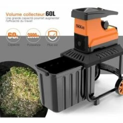 TACKLIFE Broyeur De Végétaux Électrique, 2800W Broyeur Végétaux Et Branches, 45mm Max Diamètrede Coupe, 55 L, Très Silencieux, Avec Roues PWS01A -Promos Broyeur de végétaux Magasin 33981963 4