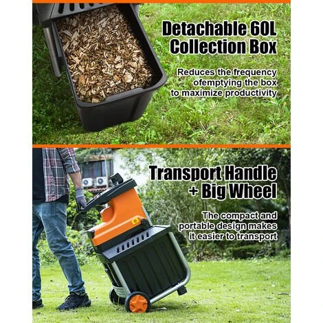TOPSHAK TS-WS2 Broyeur De Végétaux Déchiqueteuse De Bois Déchiqueteuse De Feuilles D’arbre Broyeur De Branches 60L 2800W Prise EU 7 TOPSHAK TS-WS2 Broyeur De Végétaux Déchiqueteuse De Bois Déchiqueteuse De Feuilles D’arbre Broyeur De Branches 60L 2800W Prise EU – Image 5