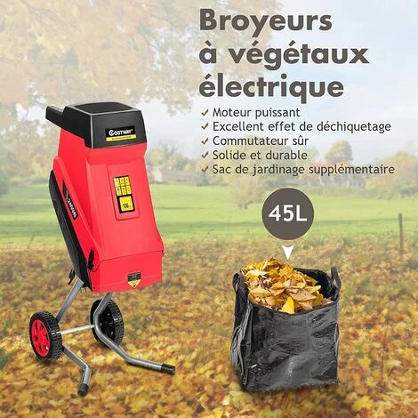 GOPLUS 45L Broyeur Végétaux Et Branches, Broyeur électrique Silencieux 2400W, Largeur De Coupe 45mm Avec Lame De Haute Qualité Et Bac De Collecte Pour Jardin Et Terres Agricoles 5 GOPLUS 45L Broyeur Végétaux Et Branches, Broyeur électrique Silencieux 2400W, Largeur De Coupe 45mm Avec Lame De Haute Qualité Et Bac De Collecte Pour Jardin Et Terres Agricoles – Image 3