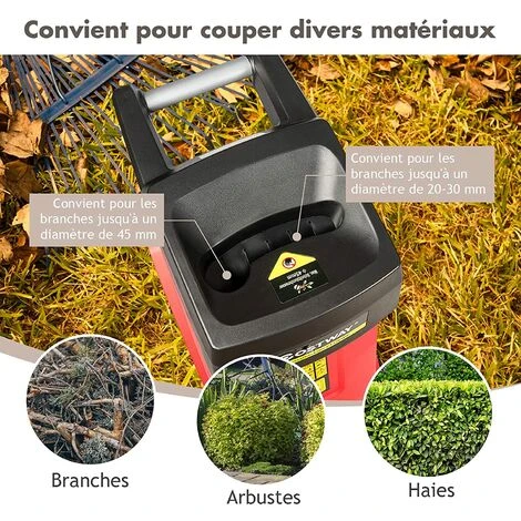 GOPLUS 45L Broyeur Végétaux Et Branches, Broyeur électrique Silencieux 2400W, Largeur De Coupe 45mm Avec Lame De Haute Qualité Et Bac De Collecte Pour Jardin Et Terres Agricoles 7 GOPLUS 45L Broyeur Végétaux Et Branches, Broyeur électrique Silencieux 2400W, Largeur De Coupe 45mm Avec Lame De Haute Qualité Et Bac De Collecte Pour Jardin Et Terres Agricoles – Image 5