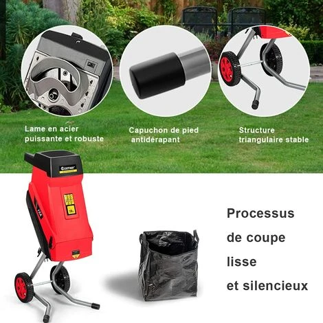 RELAX4LIFE Broyeur De Jardin Électrique 2400 W, Broyeur Végétaux Et Branches Électrique Avec Sac Collecte 45 L, Broyeur à Couteaux Épaisseur Jusqu'à 45 Mm Pour Parc, Pelouse 5 RELAX4LIFE Broyeur De Jardin Électrique 2400 W, Broyeur Végétaux Et Branches Électrique Avec Sac Collecte 45 L, Broyeur à Couteaux Épaisseur Jusqu'à 45 Mm Pour Parc, Pelouse – Image 3