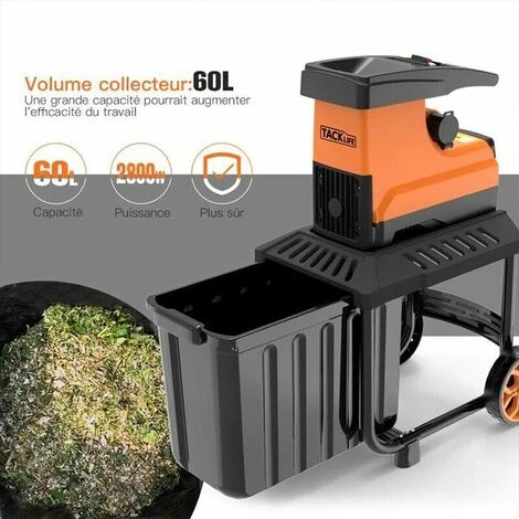 PEDY Broyeur De Végétaux 2800 W Broyeur De Jardin Jaune 5 PEDY Broyeur De Végétaux 2800 W Broyeur De Jardin Jaune – Image 3